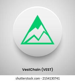 Creative block chain based crypto currency VestChain (VEST) logo vector illustration design. Can be used as currency icon, badge, label, symbol, sticker and print background template