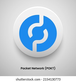 Creative block chain based crypto currency Pocket Network (POKT) logo vector illustration design. Can be used as currency icon, badge, label, symbol, sticker and print background template