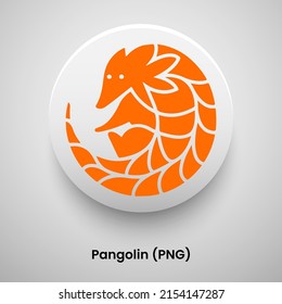 Creative block chain based crypto currency Pangolin (PNG) logo vector illustration design. Can be used as currency icon, badge, label, symbol, sticker and print background template