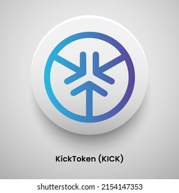 Creative block chain based crypto currency KickToken (KICK) logo vector illustration design. Can be used as currency icon, badge, label, symbol, sticker and print background template