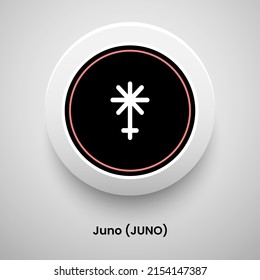 Creative block chain based crypto currency Juno (JUNO) logo vector illustration design. Can be used as currency icon, badge, label, symbol, sticker and print background template