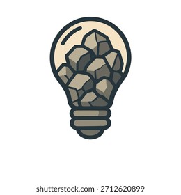 "Creative Block" icon: a light bulb filled with stones.