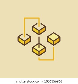 Creative blockchain abstract colorful vector icon or sign