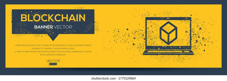 Creative (Blockchain) Banner Word with Icon ,Vector illustration.	