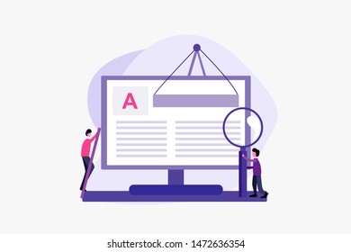 Creative Blogging illustration concept. Copywriting. article editor vector illustration concept for web landing page template, banner, flyer and presentation