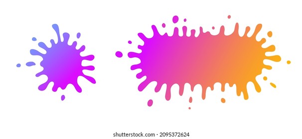 Bloques creativos para la decoración de tarjetas de diseño de logotipo o pegatinas, mancha de salpicadura con gradiente. Ilustración del vector