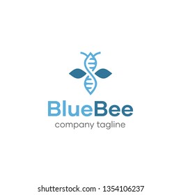 Creative Blue Bee Genetic Logo Design Idea