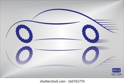 Creative blue car outline in motion. Easy to edit eps10 vehicle vector. Blue transportation emblem vector. 
