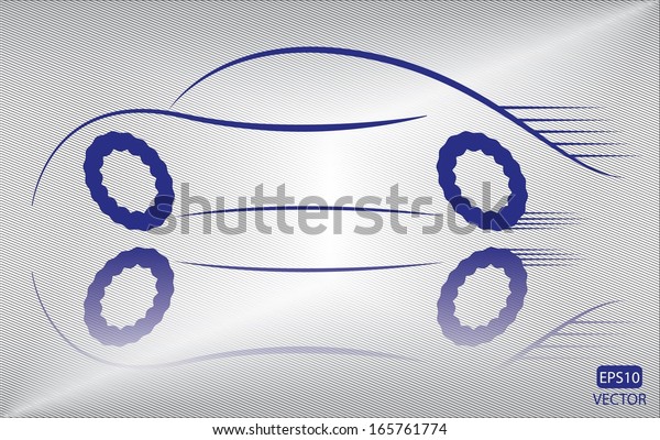 Creative blue car outline\
in motion. Easy to edit eps10 vehicle vector. Blue transportation\
emblem vector. 