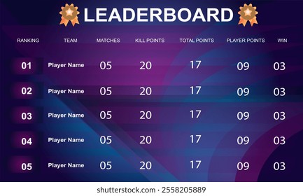 creative blue color game leaderboard with abstract background vector