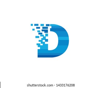 Creative Blue D Letter Pixel Logo Design Symbol Vector Illustration