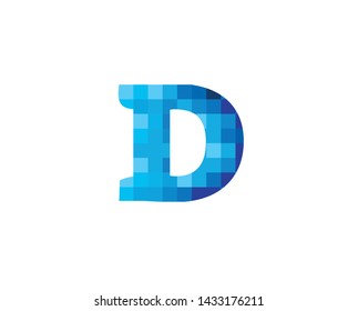 Creative Blue D Letter Pixel Logo Design Symbol Vector Illustration