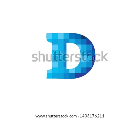 Creative Blue D Letter Pixel Logo Design Symbol Vector Illustration