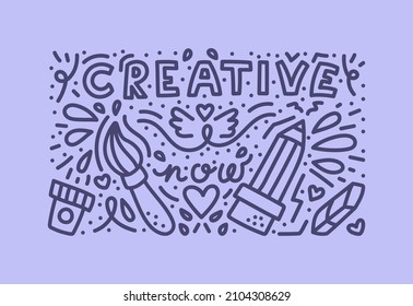 Creative blaue Doodle mit Farben und Pinseln. 