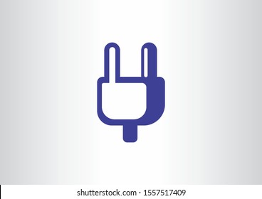 creative blue electric plug logo icon design