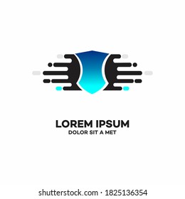 Creative Blue fast Shield Logo vector template.stock illustration. stock illustration