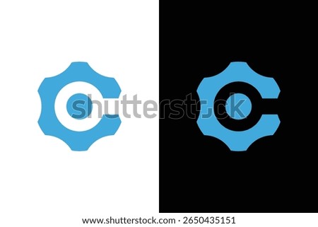 Creative Blue Gear with Letter C