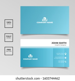 Creative blue gradient business card template design. Vector illustration EPS 10