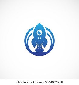 Creative blue icon rocket vector designs. Travel, agency, flight.