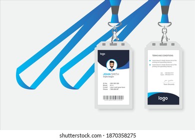 Vektor-Vektorvorlage für kreatives blaue Id-Karte
