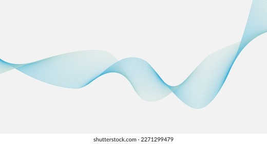 Creative blue isolated wave texture or background. Curved smooth lines created by bend tool. Abstract design or DNA. Vector illustration.