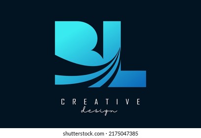 Creative blue letter BL b l Logo mit führenden Linien und Straßenkonzeption. Buchstaben mit geometrischem Design. Vektorgrafik mit Buchstaben und kreativen Schnitten und Linien.