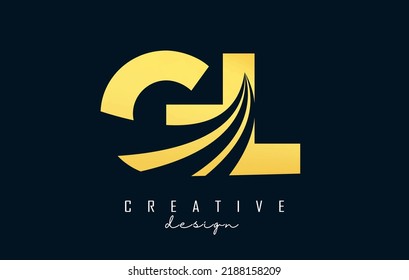 Creative blue letter GL g L logo with leading lines and road concept design. Letters with geometric design. Vector Illustration with letter and cuts.