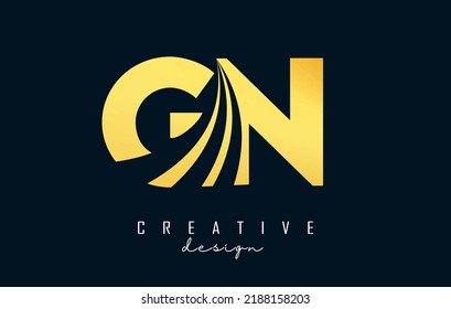 Letra azul creativa logotipo Gn g n con líneas principales y diseño de concepto de carreteras. Cartas con diseño geométrico. Ilustración vectorial con letras y cortes.