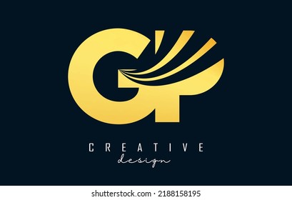 Creative blue letter GP G P logo with leading lines and road concept design. Letters with geometric design. Vector Illustration with letter and cuts.
