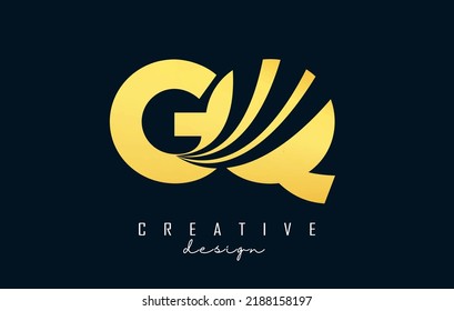 Letras azul creativas logotipo Gq g q con líneas principales y diseño de concepto de carreteras. Cartas con diseño geométrico. Ilustración vectorial con letras y cortes.