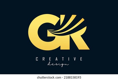 Letras azul creativa GR g r logo con líneas líderes y diseño de concepto de carreteras. Cartas con diseño geométrico. Ilustración vectorial con letras y cortes.