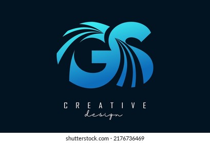 Creative blue letter GS g s logo with leading lines and road concept design. Letters with geometric design. Vector Illustration with letter and cuts.