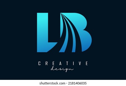 Creative blue letter LB l b logo with leading lines and road concept design. Letters with geometric design. Vector Illustration with letter and creative cuts.