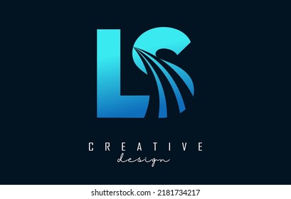 Creative blue letter LS l S logo with leading lines and road concept design. Letters with geometric design. Vector Illustration with letter and creative cuts.