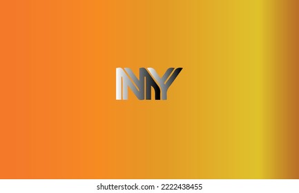 Creative blue letter NY n y logo with leading lines and road concept design. Letters with geometric design. Vector Illustration with letter and creative cuts.