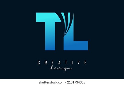 Creative blue letter TL t l logo with leading lines and road concept design. Letters with geometric design. Vector Illustration with letter and creative cuts.