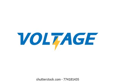Creative Blue Letter Voltage Text Logo Vector Symbol Design Illustration