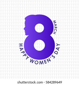 Creative Blue Lettering. 8th March Happy Women Day background