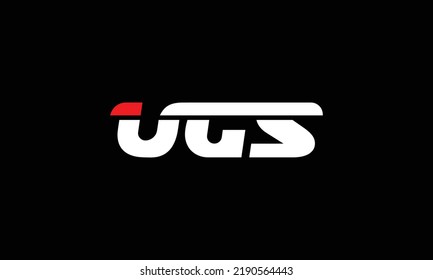 Letras azules creativas logotipo de UGS U G S con líneas líderes y diseño de concepto de carreteras. Cartas con diseño geométrico.
