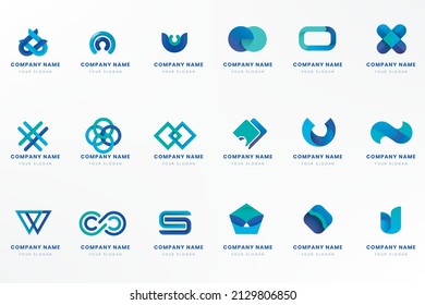 Creative blue logo branding design set