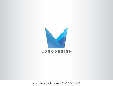 Creative blue logo concept with fold shape design
