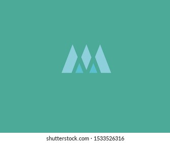 Creative blue logo icon letter M from geometric shapes typography for business company