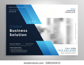 creative blue modern business brochure flyer presentation template