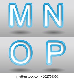 Creative blue modern vector abc set design