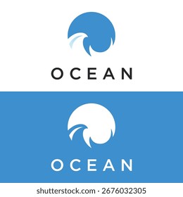 Diseño abstracto del logotipo de la onda azul creativa del océano. Logotipo para negocios, viajes, vacaciones y vacaciones.