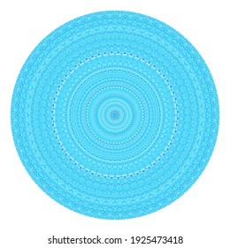 Creative blue points round symbol. Abstract symmetrical logo. Mosaic blue beads. Circle dots modern pixel flora art icon. Pattern ornament decorative illustration eps10.