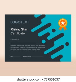 Creative blue rising star certificate