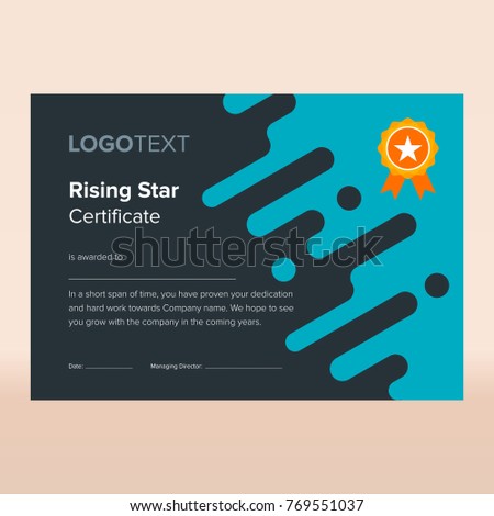 Creative blue rising star certificate