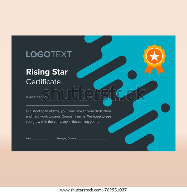 Creative Blue Rising Star Certificate Stock Vector (Royalty Free ...