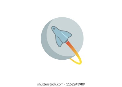 Creative Blue Rocket Planet Logo Design Illustration